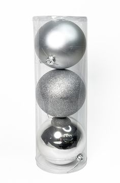 Набор базовых шаров Серебро 15см (3шт)
