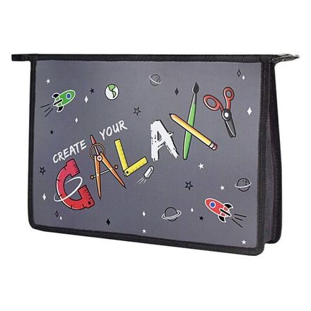 Папка для тетрадей 1 отделение А4 на молнии Феникс+, ламинат, Гэлэкси