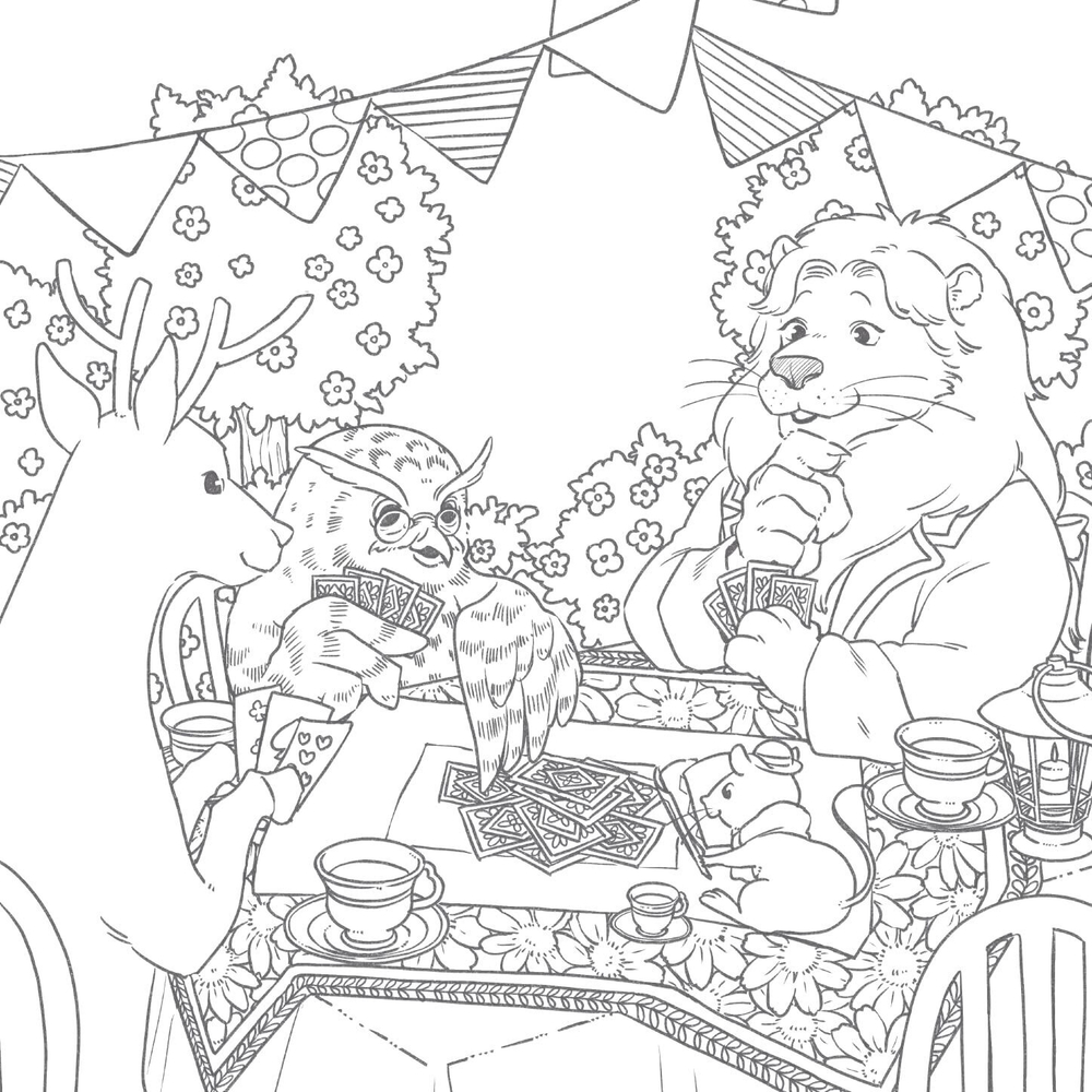 In the forest of a Fairytale full of flowers. Coloring Book