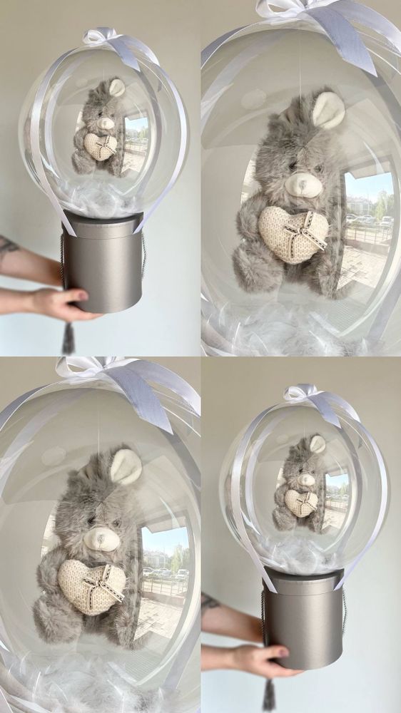 Воздушные шары шляпная коробка с зайкой №3553