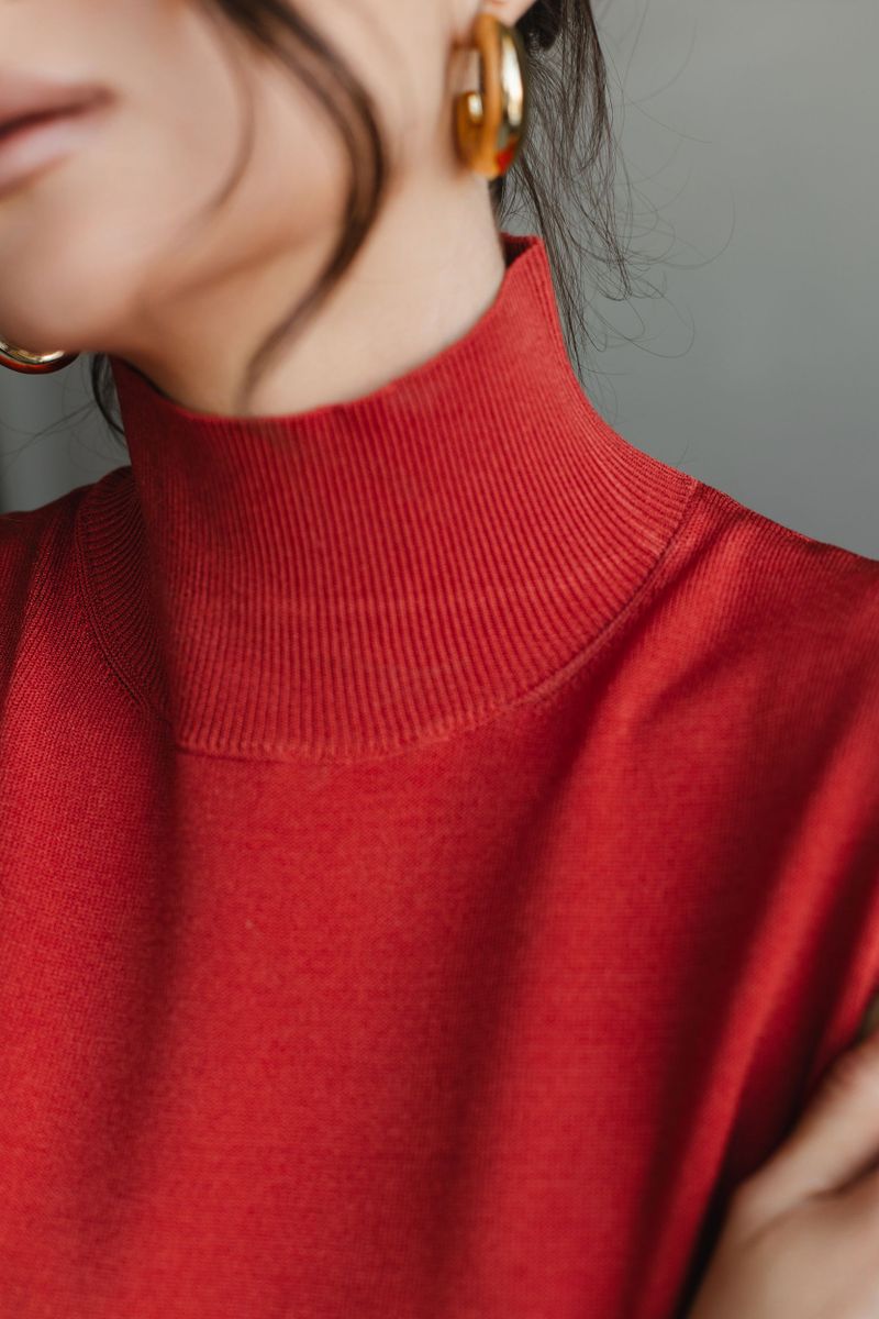 Платье из вискозы со стойкой макси терракотовое