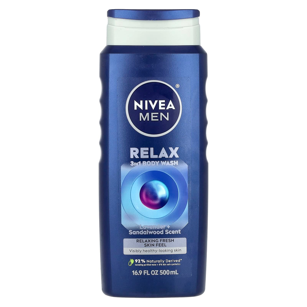 Nivea, Для мужчин, гель для душа 3 в 1, расслабляющий, с ароматом лаванды и сандалового дерева, 500 мл (16,9 жидк. унц.)