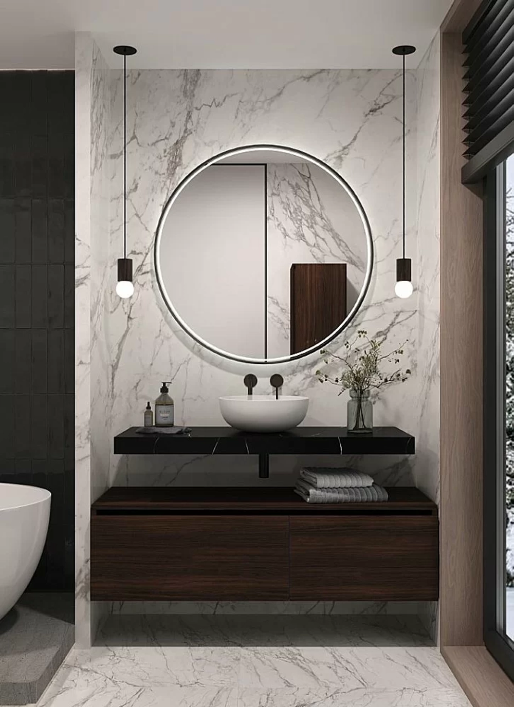 Тумба с раковиной и столешницей Armadi Art Flat 120 темный дуб
