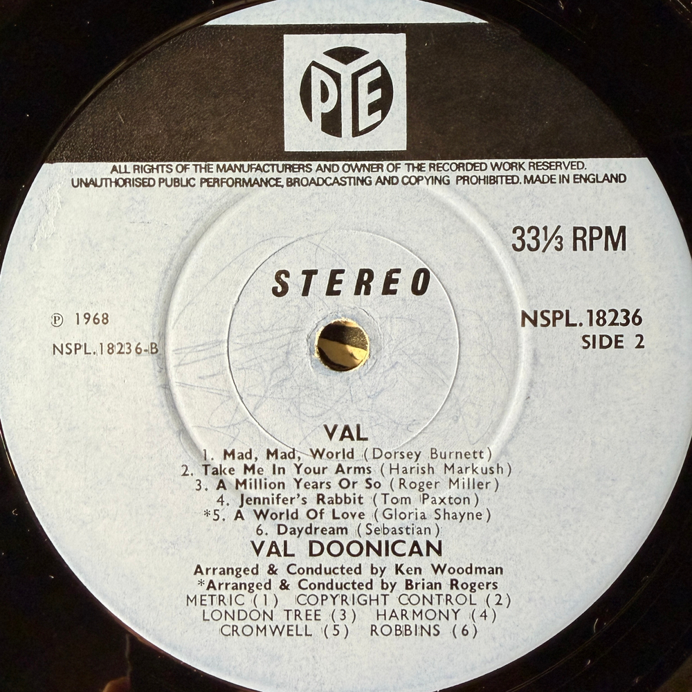 Val Doonican ‎– Val (Англия 1968г.) Т
