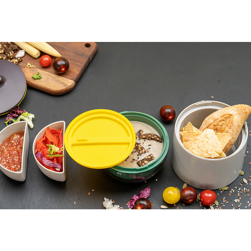 Ланч-бокс meals, 800 мл, светло-серый/зеленый