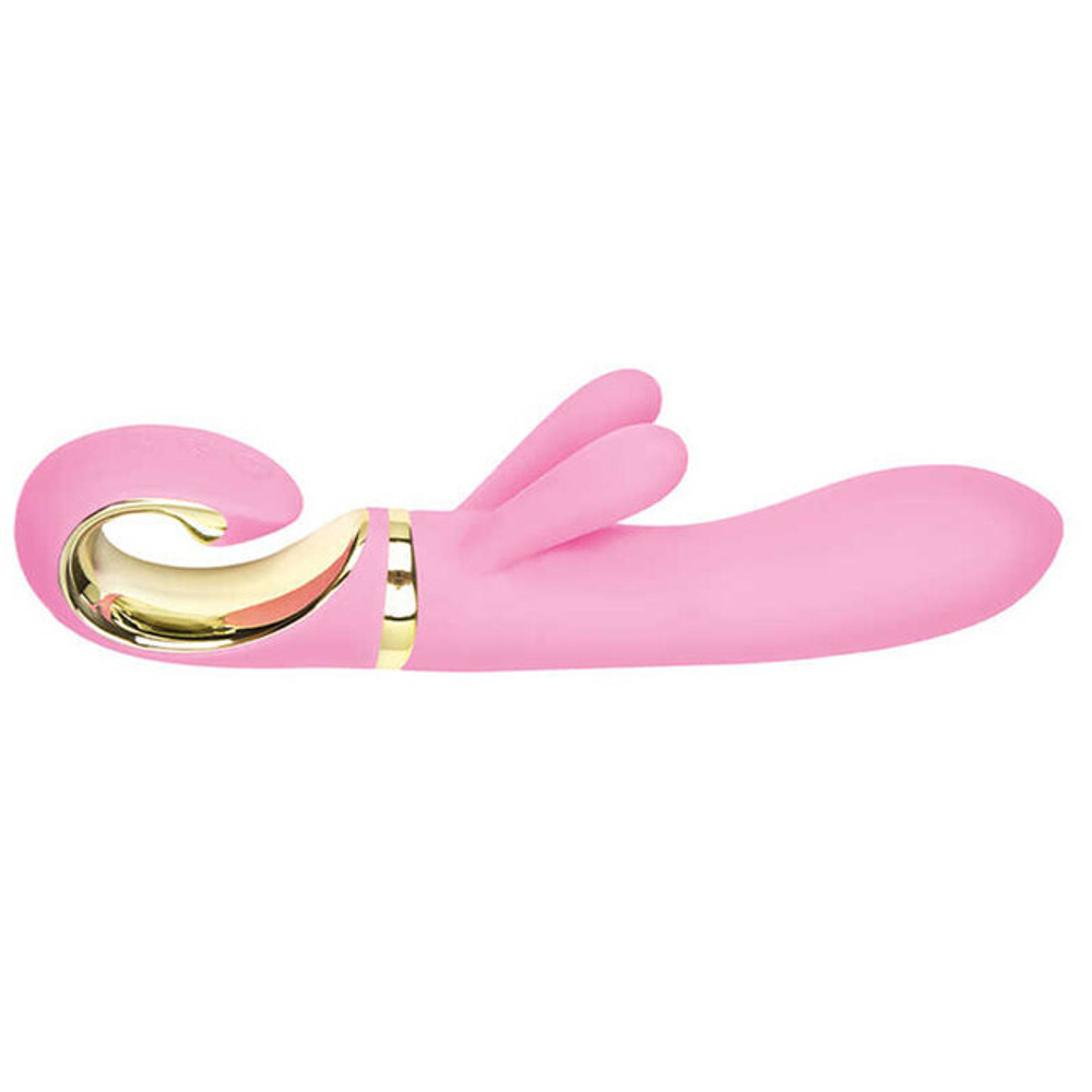 Вибратор с раздвоенным клиторальным стимулятором G Rabbit (6 режимов, 3 мотора) (Цвет: розовый)