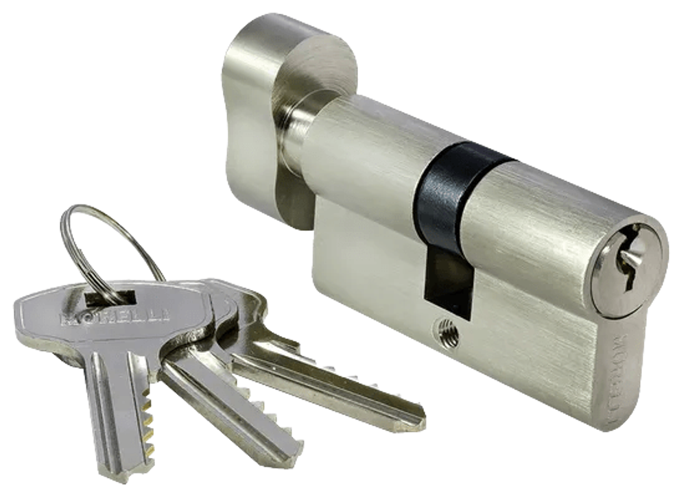 Ключевой цилиндр MORELLI с поворотной ручкой (60 мм) 60CK SN Цвет - Белый никель