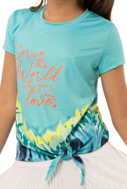 Футболка для девочки Lucky in Love Girls Peace Out Serve With Love Tee - opal