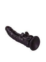Чёрный фаллоимитатор с клиторальными лепестками - 18,5 см. (Цвет: черный)