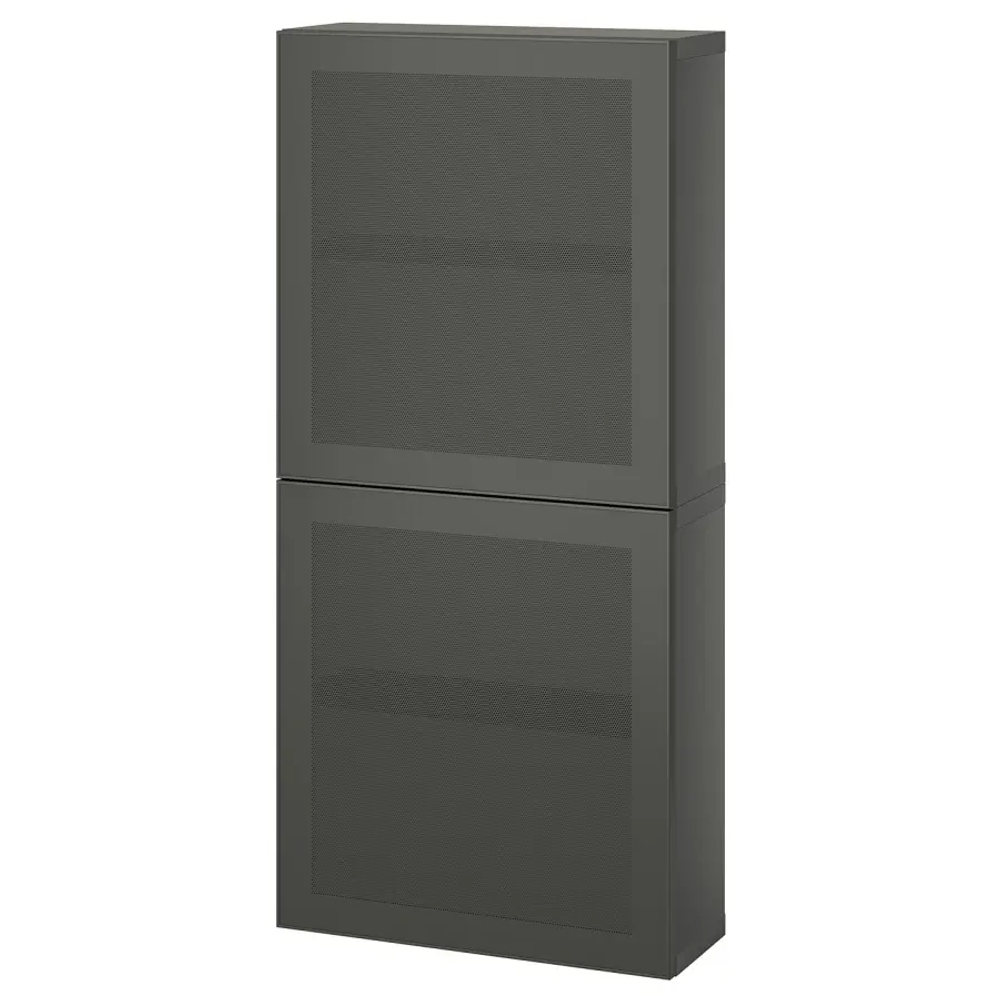 Комбинация навесного шкафа - IKEA BESTÅ/BESTA/БЕСТО ИКЕА, 60х22х128 см, темно-серый
