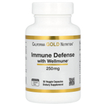 California Gold Nutrition, Immune Defense с Wellmune®, добавка для поддержки иммунитета, бета-глюкан, 250 мг, 30 растительных капсул
