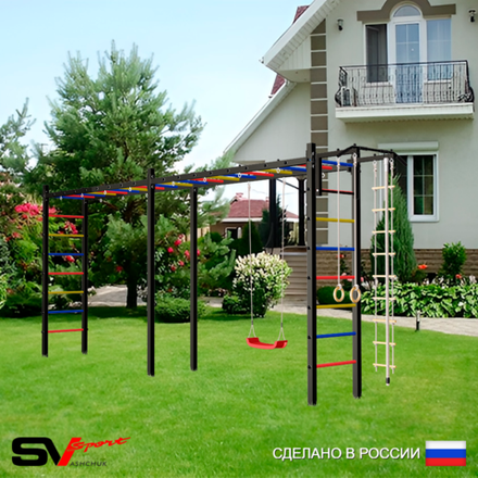 Уличная шведская стенка Sv Sport рукоход х 2 У51400 (Турник/"Лодочка"/Канат/кольца/лестница)