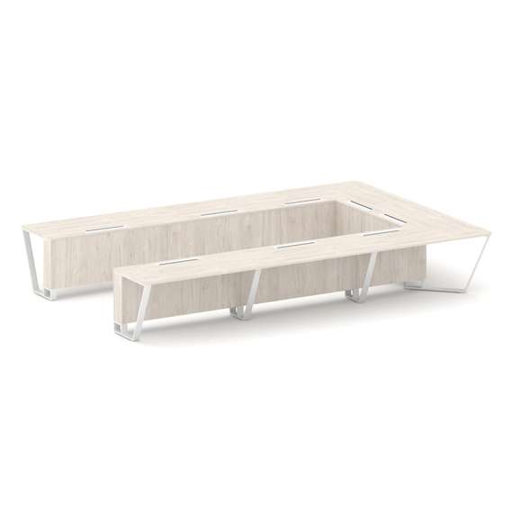 Steel Meet Стол переговорный П-образный KDK-PR.B.SP-15P Денвер Светлый/Металл Белый 4800*3200*750