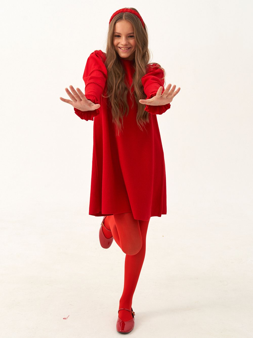 Платье для девочки с длинным рукавом AT1039 красный