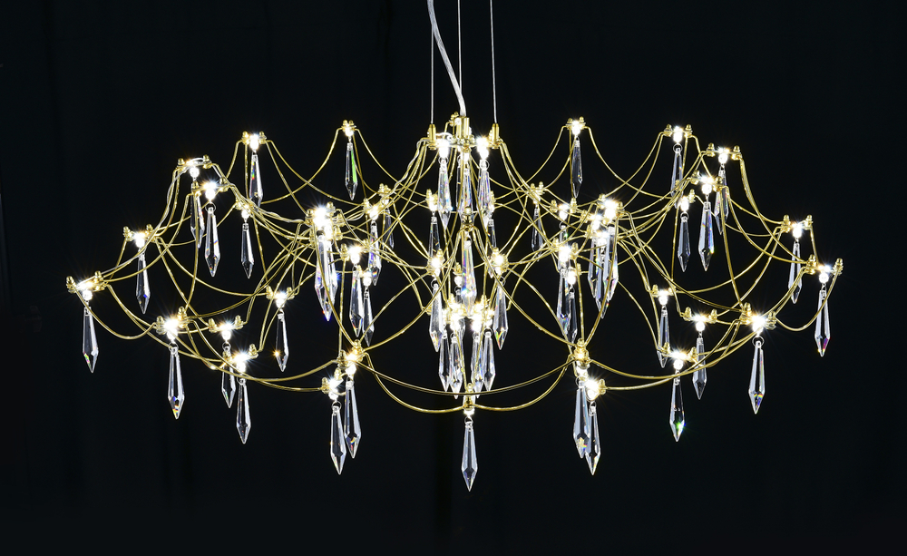 Подвесная люстра светодиодная с пультом и хрустальными подвесками Asfour MyFar Ersilia MR2662-60P-76AP