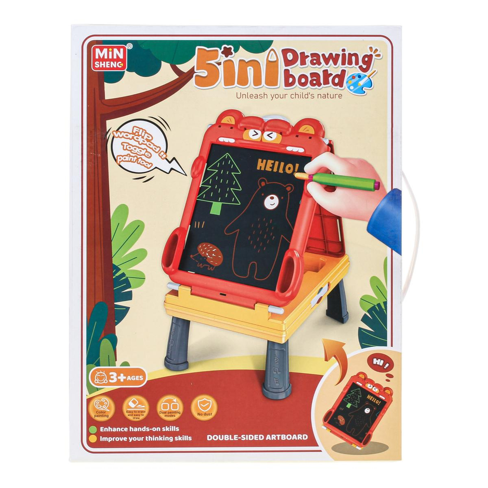 Мольберт 2-ух сторонний, пенал 28,5*10*38,5 см. коробка 819-21M