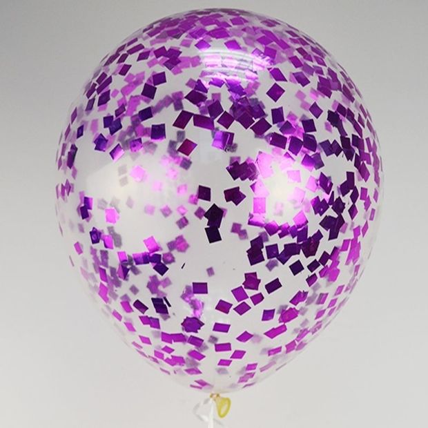 Шар с надписью ЧЮ 30 см с конфетти фиолетовый 32 см (БГ-17)