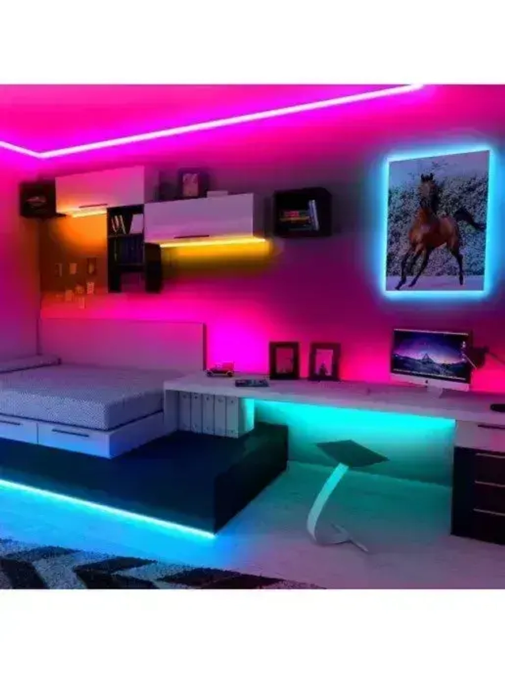 Светодиодная многоцветная RGB LED лента с пультом 3м 5050 SMD с USB, света диодная РГБ ЛЕД подсветка