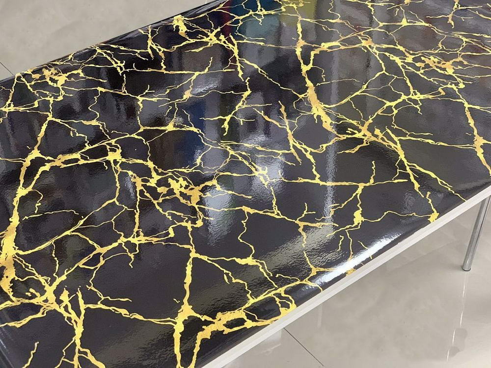 Клеенка столовая ПВХ Dekoline Silicone 1,0*20м (20м/рул) Черный мрамор