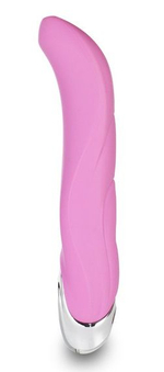 Розовый вибратор The Olympia с загнутым кончиком - 18,5 см. (Цвет: розовый)