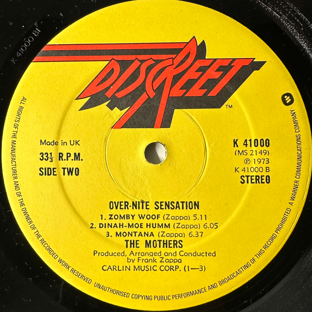 The Mothers - Over-Nite Sensation (Англия 1973г.)