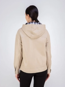 Куртка женская из натуральной кожи с капюшоном Турция