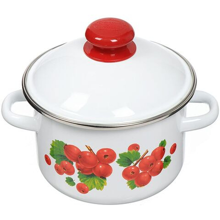 Кастрюля сталь, эмал, 2 л, с крыш, Сиб товары, Калина красная, 1MD161M, индукц