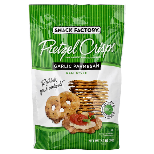 Snack Factory, Хрустящие крендели с чесноком и пармезаном, по вкусу, 204 г (7,2 унции)