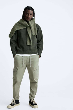 ZARA БРЮКИ КАРГО, ХАКИ