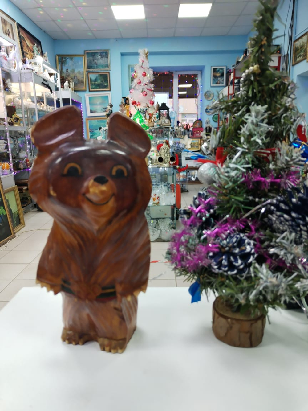 Деревянная статуэтка СССР. Олимпийский мишка.