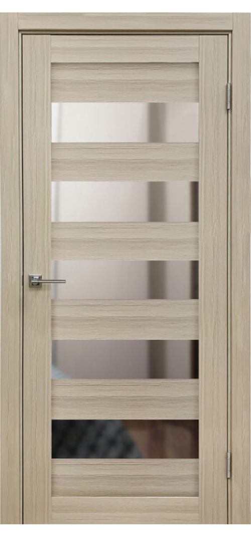 Межкомнатная дверь Велюкс 1 Ясень сноу / Цвет тон Кремовая лиственница / Зеркало / Двери Верда