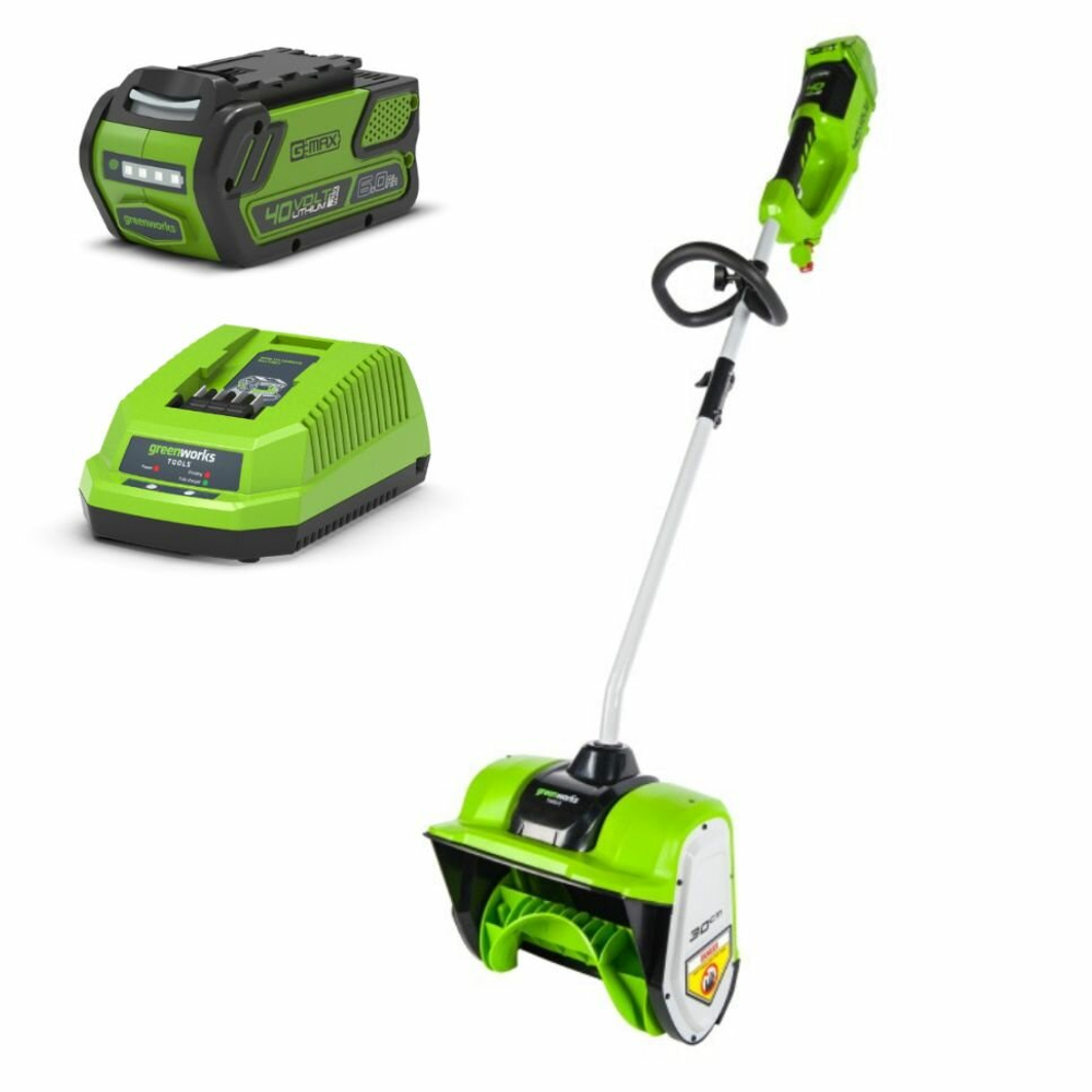 Снегоуборщик-снеголопата GREENWORKS GD40SS 40В,б/щ,30 см,1хАКБ 4 А.ч и ЗУ (2600807///)