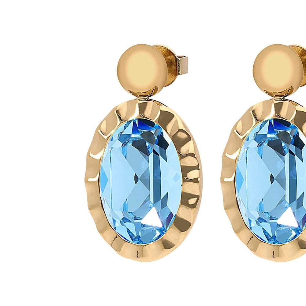 Серьги Qudo TIVOLA UNICA big (G/P) Aquamarine 2,65 cm 332028
