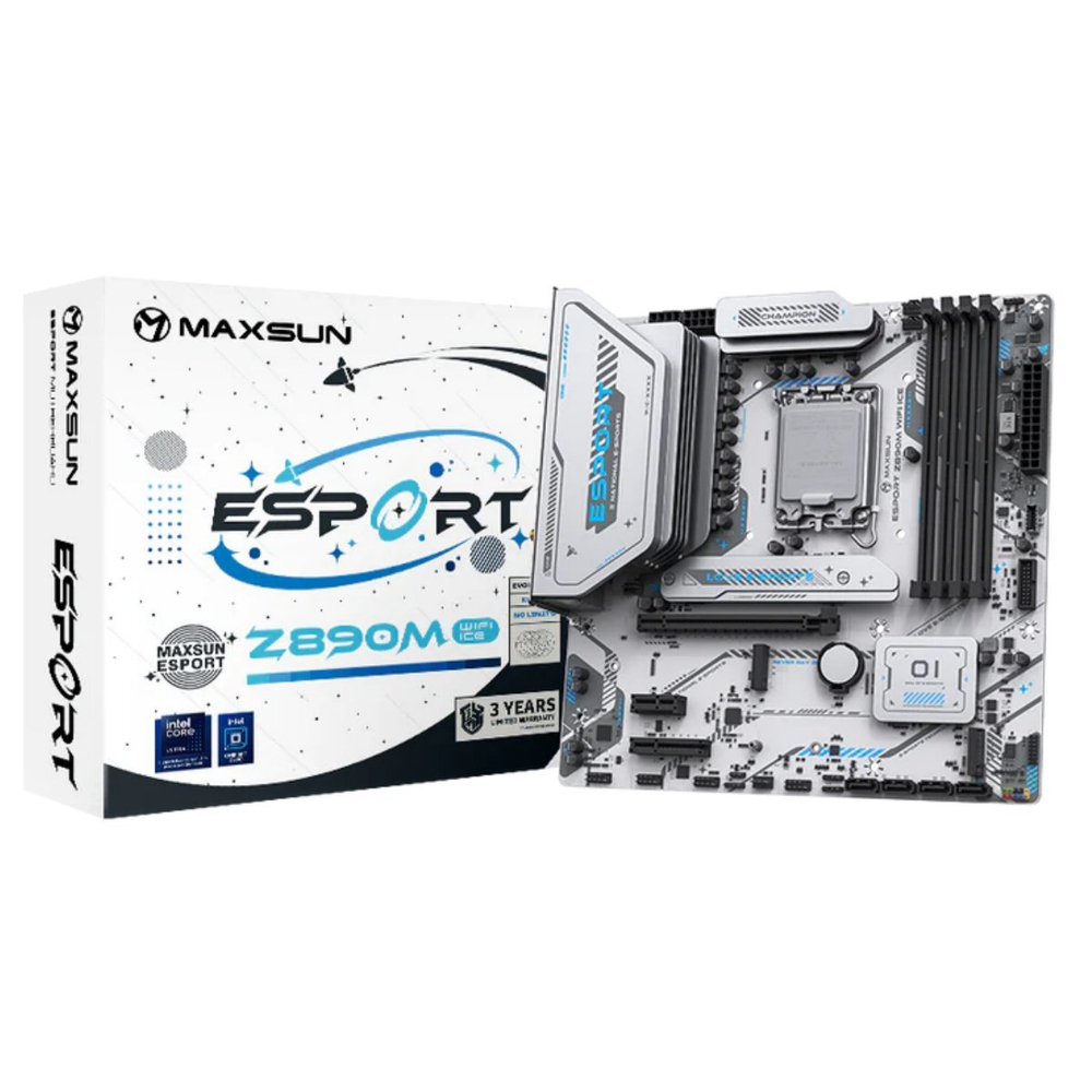 Материнская плата MAXSUN MS-eSport Z890M WIFI ICE, LGA1851, DDR5, ATX