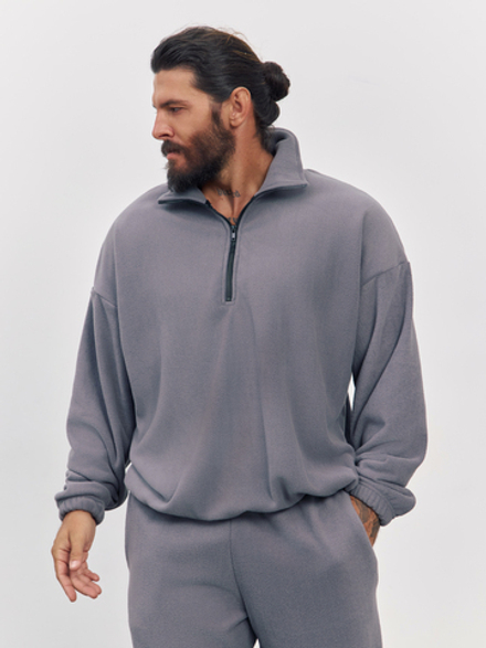 Свитшот "half zip" флисовый (серый)