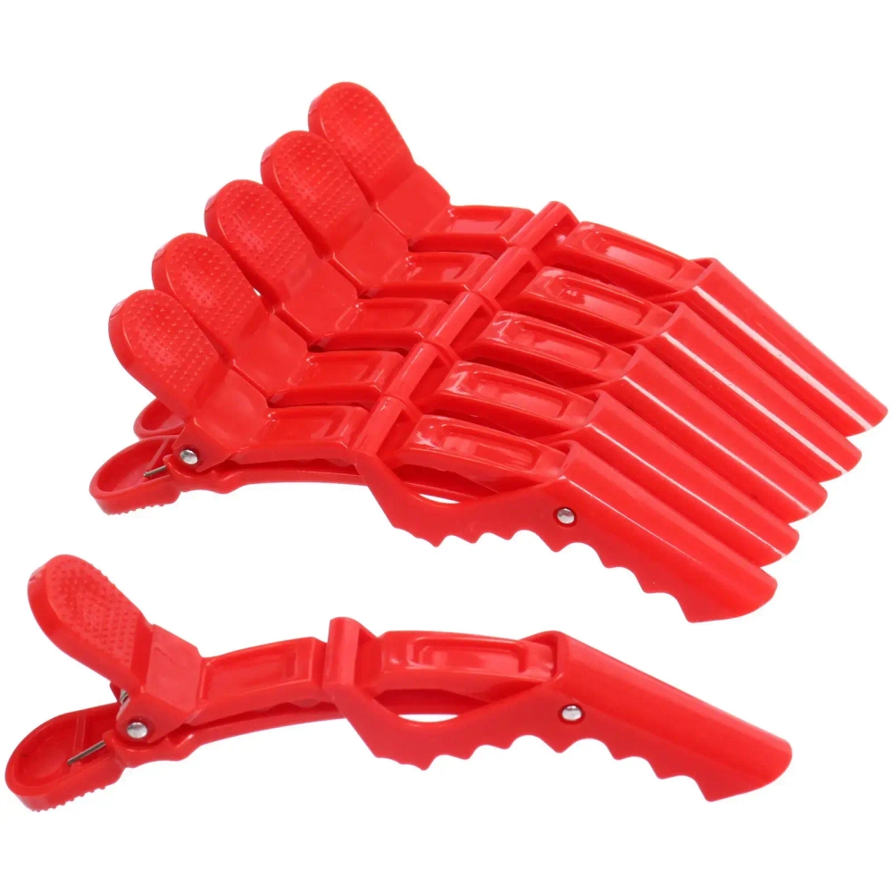 Зажимы парикмахерские 6шт «KLEVER», цвет красный, 11,2*1,5см