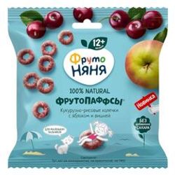 КОЛЕЧКИ КУКУРУЗНО-РИСОВЫЕ ФРУТОНЯНЯ 21 ГР ЯБЛОКО-ВИШНЯ