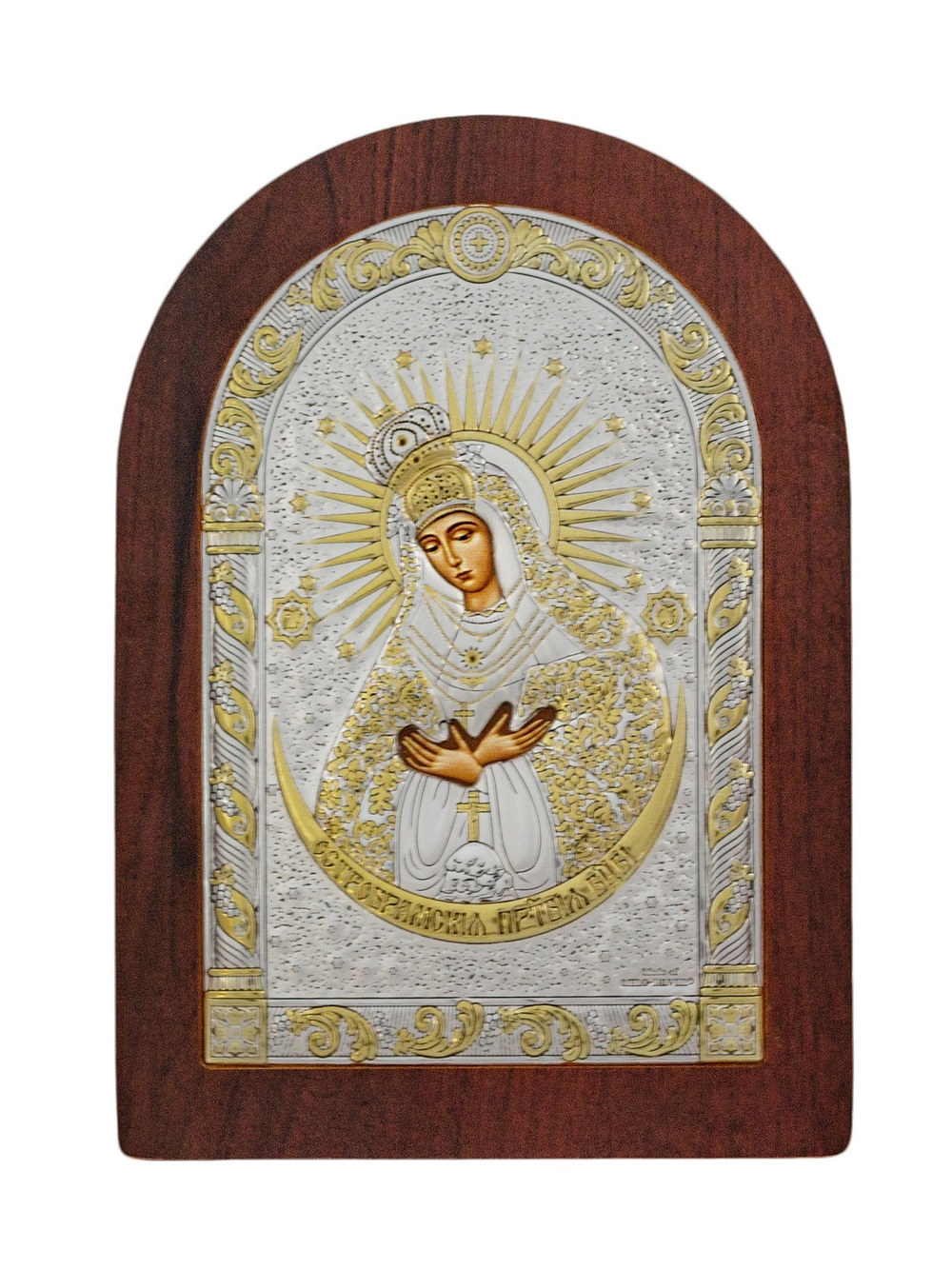Остробрамская БМ,икона арочная, красное дерево 120х160