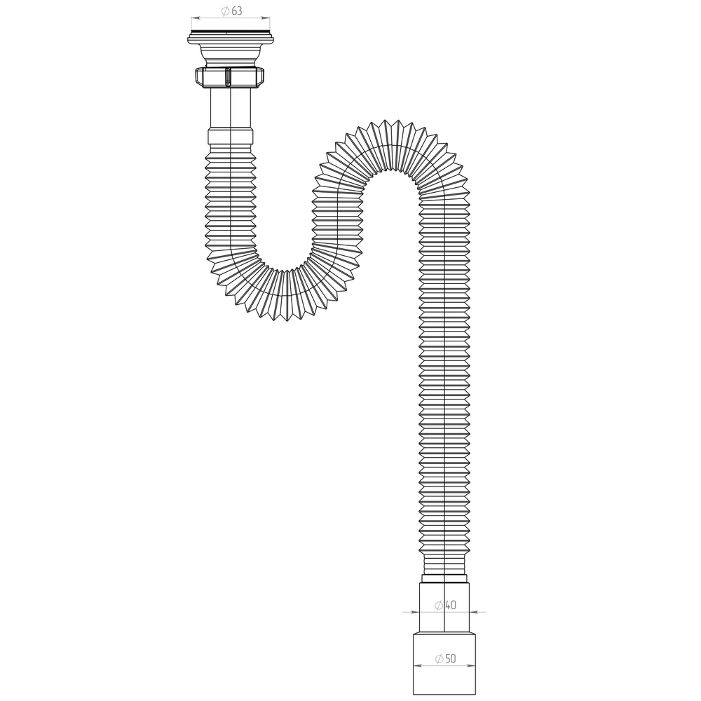 Гофросифон 1 1/4"*40/50 удлиненный F213-АК САНДЕСАНТ (1200мм)