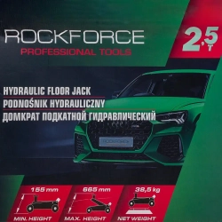 Домкрат подкатной гидравлический 2,5т (h min 155мм, h max 665мм) RockForce RF-T830023