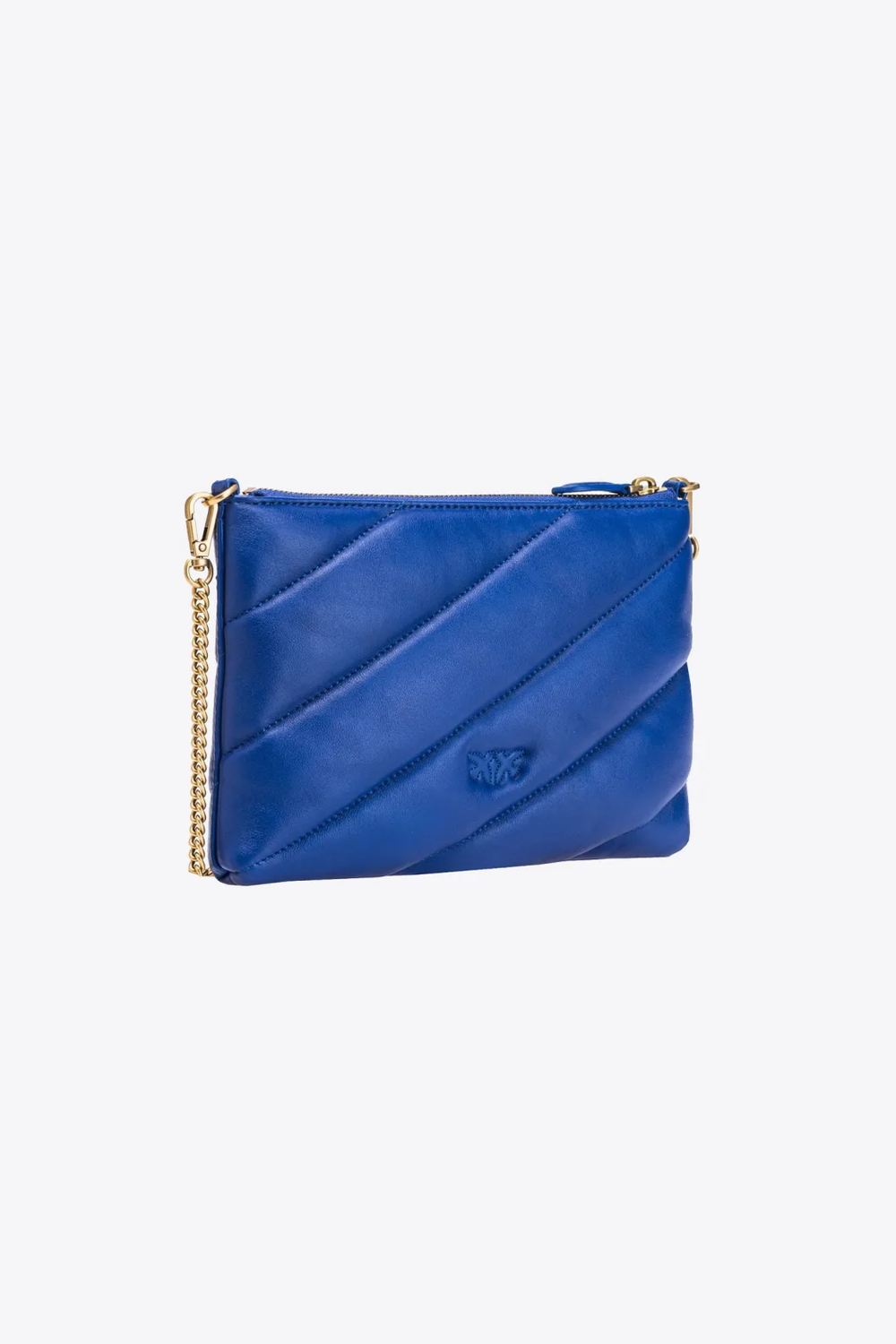 QUILTED NAPPA LEATHER FLAT BAG – clematis blue-antique gold