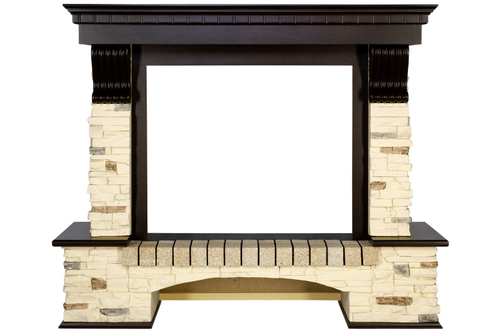 Каминокомплект Pierre Luxe - Сланец / Темный дуб с очагом Dioramic 25 LED FX