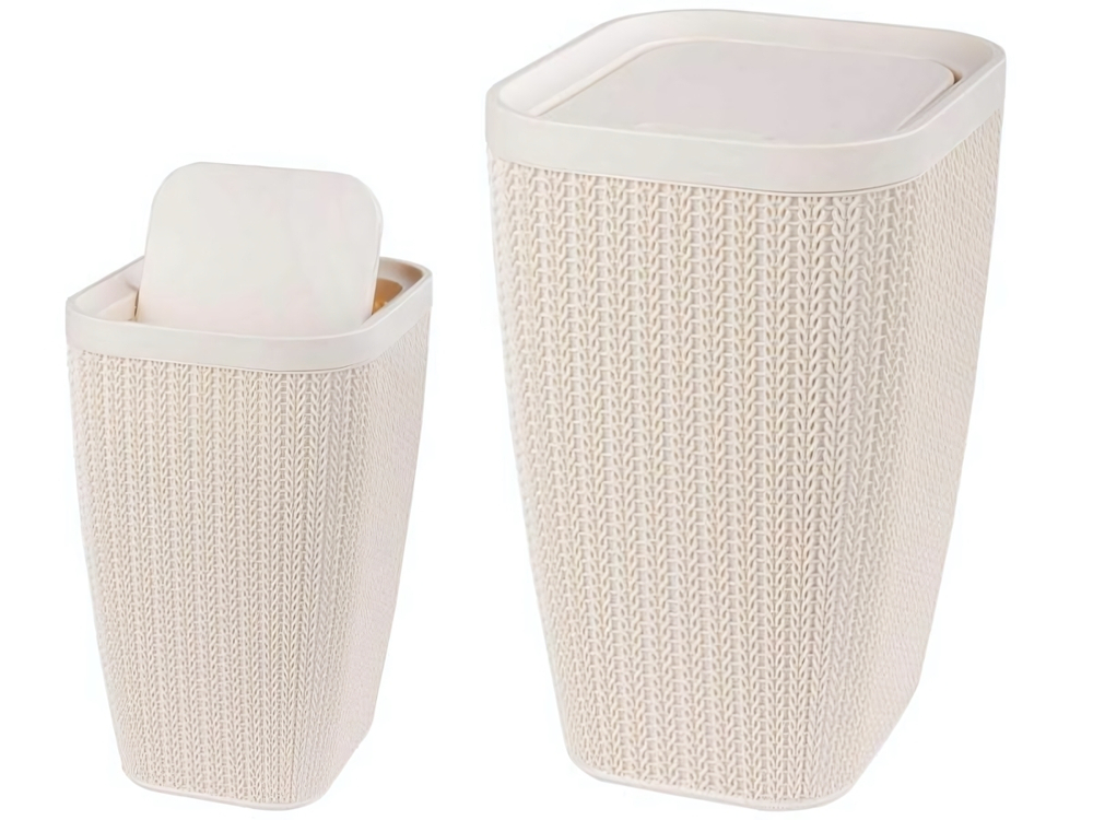 Контейнер для мусора 10л Вязаное плетение (бежевый)