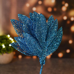 Украшение новогоднее "Ветка Сказочный листопад" 25см, голубой