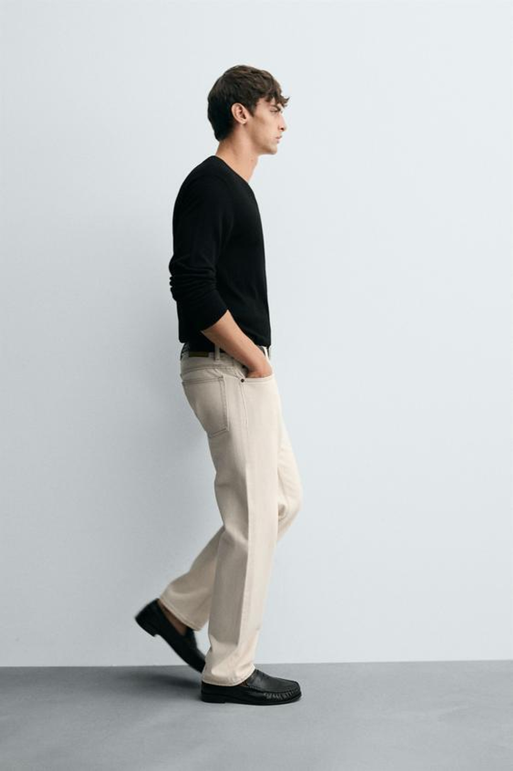 ZARA ДЖИНСЫ STRAIGHT-FIT КЛАССИЧЕСКОГО КРОЯ, ЭКРЮ