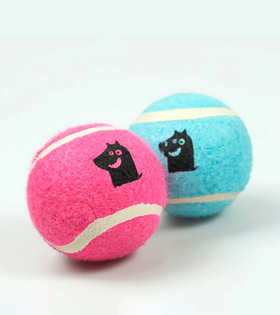 Mr.Kranch Игрушка для собак Теннисный мяч малый 4,7см набор 2 шт. голубой/розовый