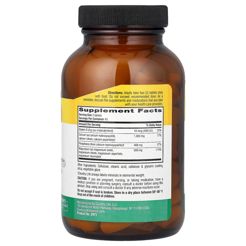 Country Life, Target-Mins, комплекс с кальцием, магнием и витамином D3, 90 таблеток