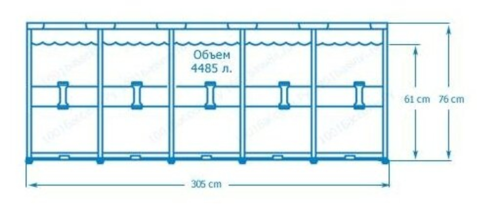 Каркасный бассейн 305х76 см Intex 28200, круглый семейный бассейн для дачи Metal Frame 4485 л