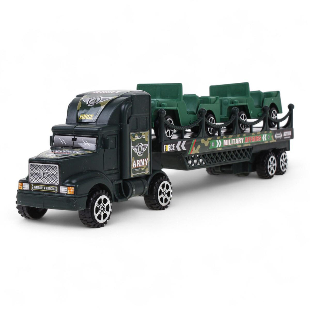 Автовоз Военный 32см + 2машины, ПК HF444-11