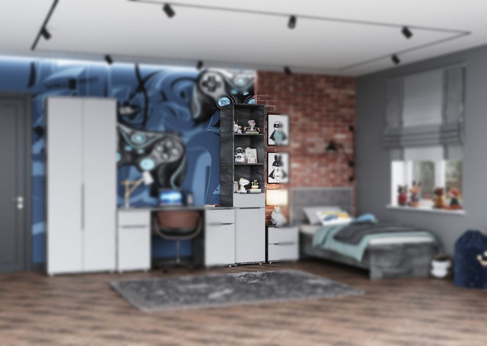 Пенал 1-ств с ящиком и полками  МС "Лео"